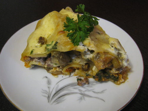 Luscious Lamb Lasagna with Eggplant and Spinach 