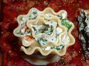 Lovely Lasagna Rolls Filled with Spinach and Goat and Ricotta Cheese Bechamel