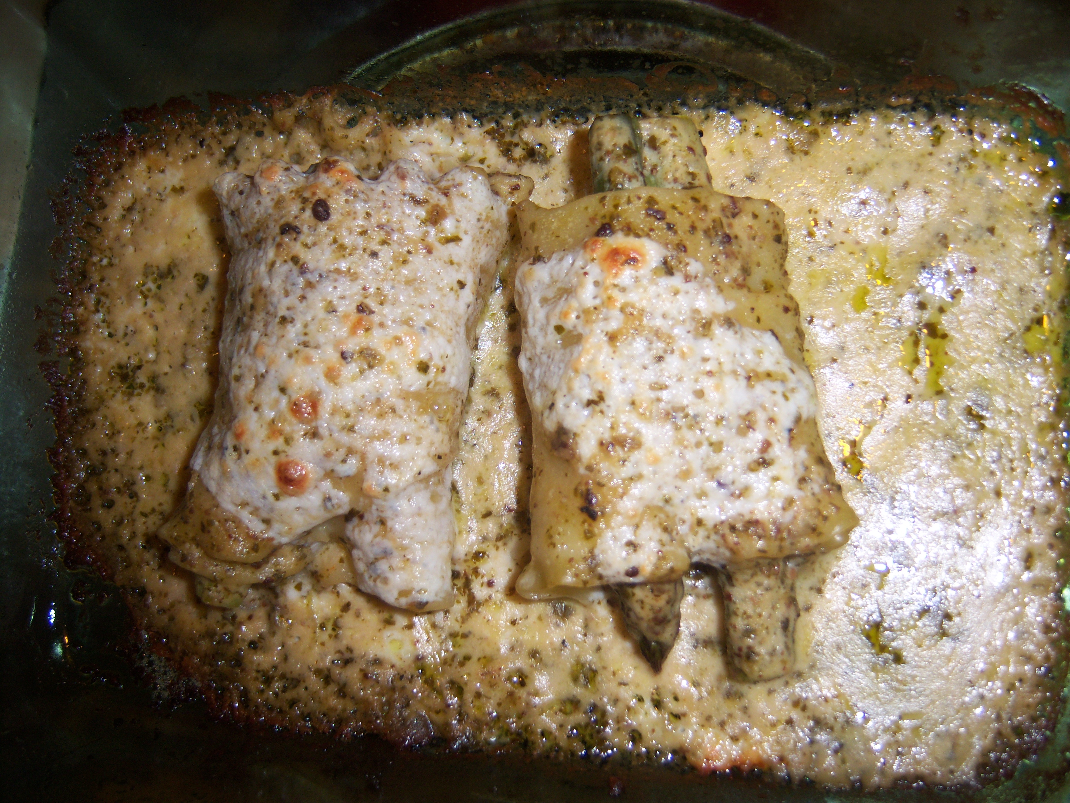 Creamy Pesto Tiger Shrimp and Asparagus Lasagna Bundles