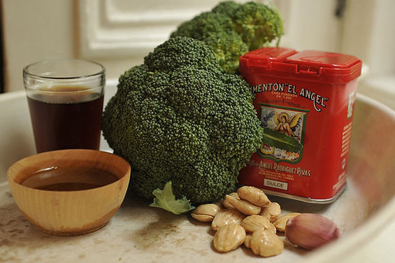 Roasted Broccoli with Smoked Paprika Vinaigrette and Marcona Almonds