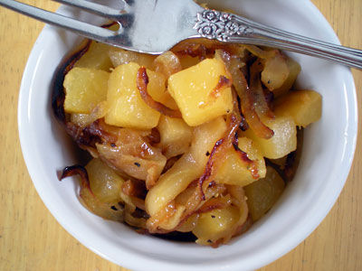 Rutabaga with Caramelized Onions and Apples