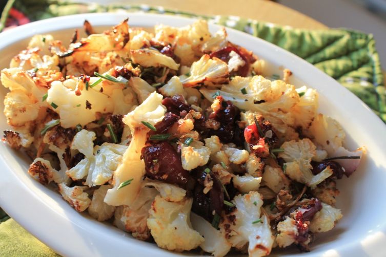 Rosemary Roasted Cauliflower and Grapes