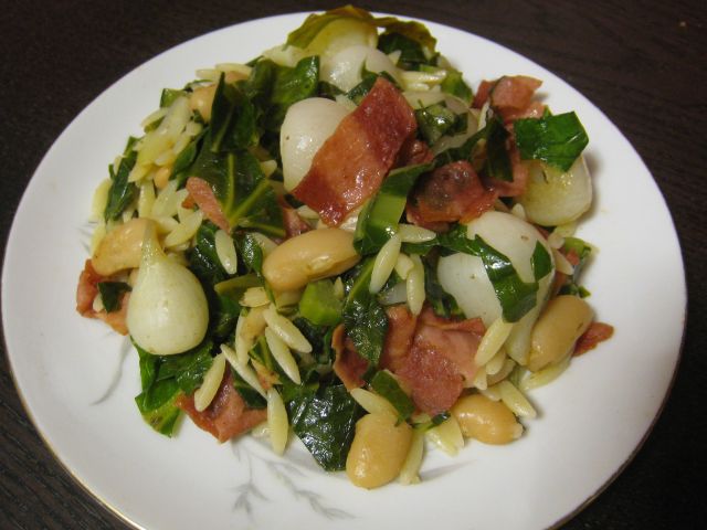 Cannellini Kale Concocktion with Turkey Bacon and Orzo
