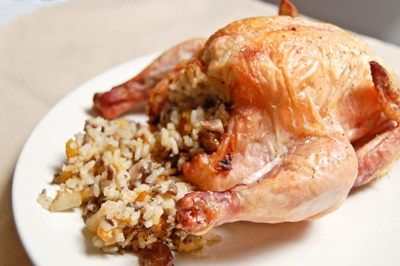 Tropical Fruit Stuffed Cornish Hens