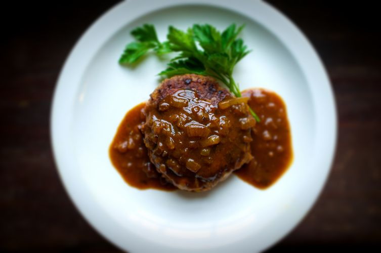 Japanese Chopped Steak with Caramelized Onion Curry Gravy (Hanbāgu)
