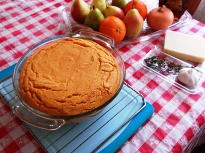 Savory Pear, Sweet-Potato and Maple Syrup Soufflé