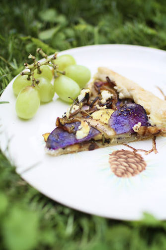 Tri-color Potato, Caramelized Onion, Goat Cheese & Rosemary Galette