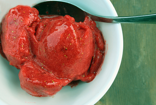 Rose Infused Strawberry Sorbet