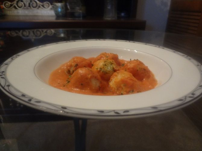 Potato Gnocchi with Tomato Cream Cheese Sauce