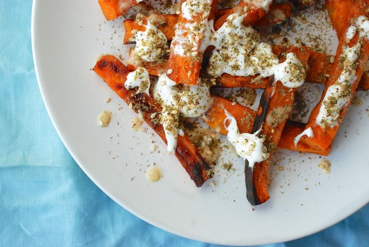 Sweet Potato “Fries” with Za’atar and Labneh