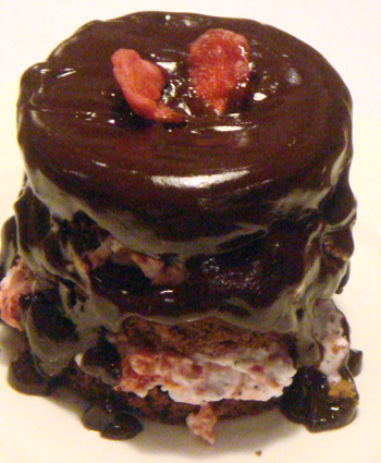 Chocolate and Almond Cake with Raspberries and Poppy Seeds Cream