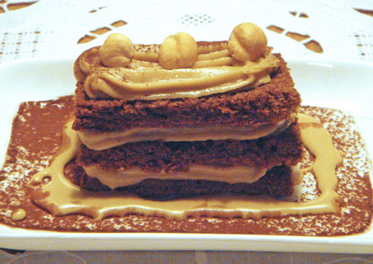 Chocolate, Coffee and Hazelnut Cake with Cappuccino Custard Cream