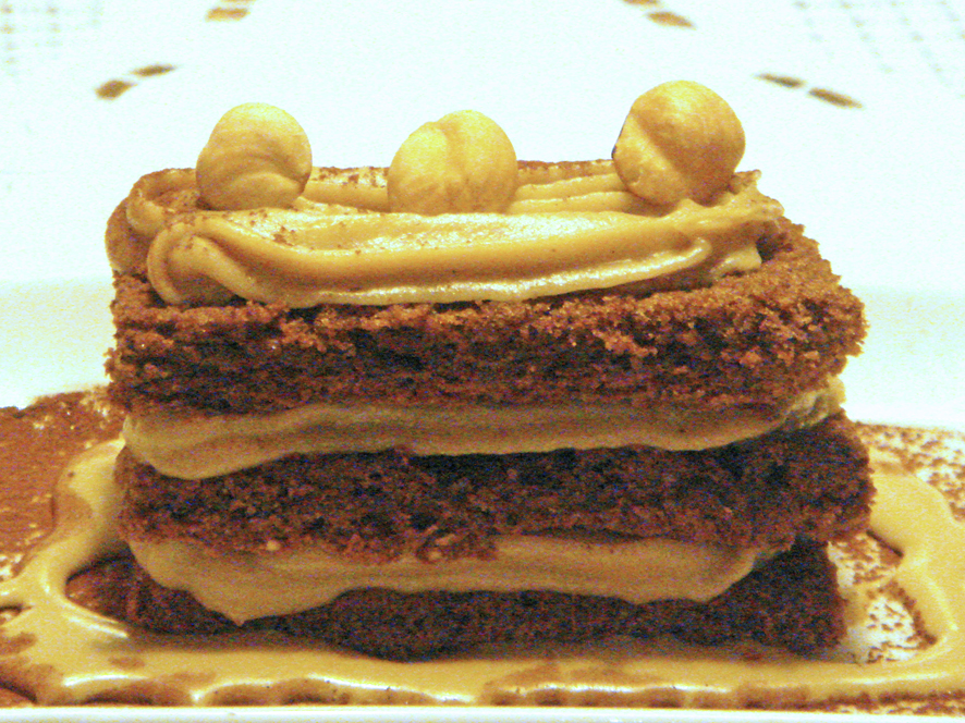 Chocolate, Coffee and Hazelnut Cake with Cappuccino Custard Cream
