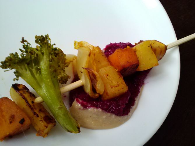 Fancy Skewered Roasted Winter Veggies
