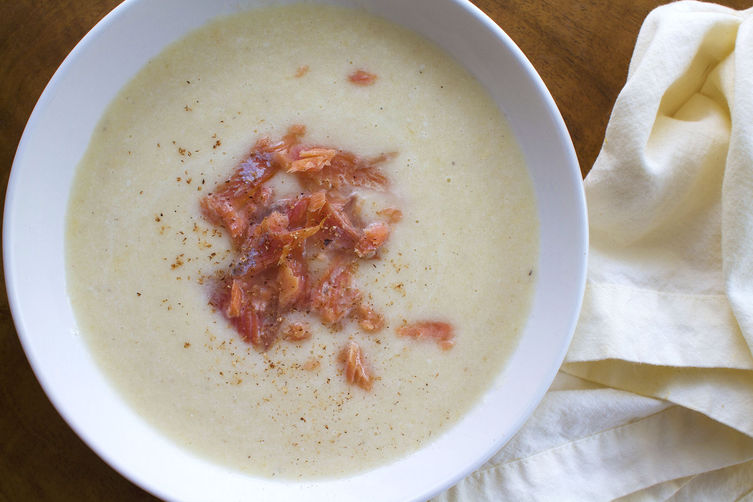 Winter Vegetable Soup with Smoked Trout