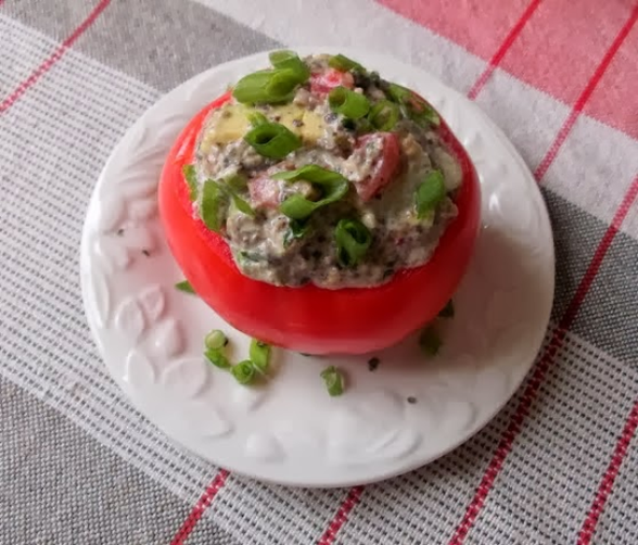 Tomatoes Stuffed with Mushrooms and Roquefort Cheese