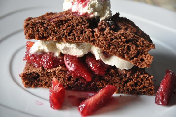 Chocolate Shortcake with Blood Orange Sauce