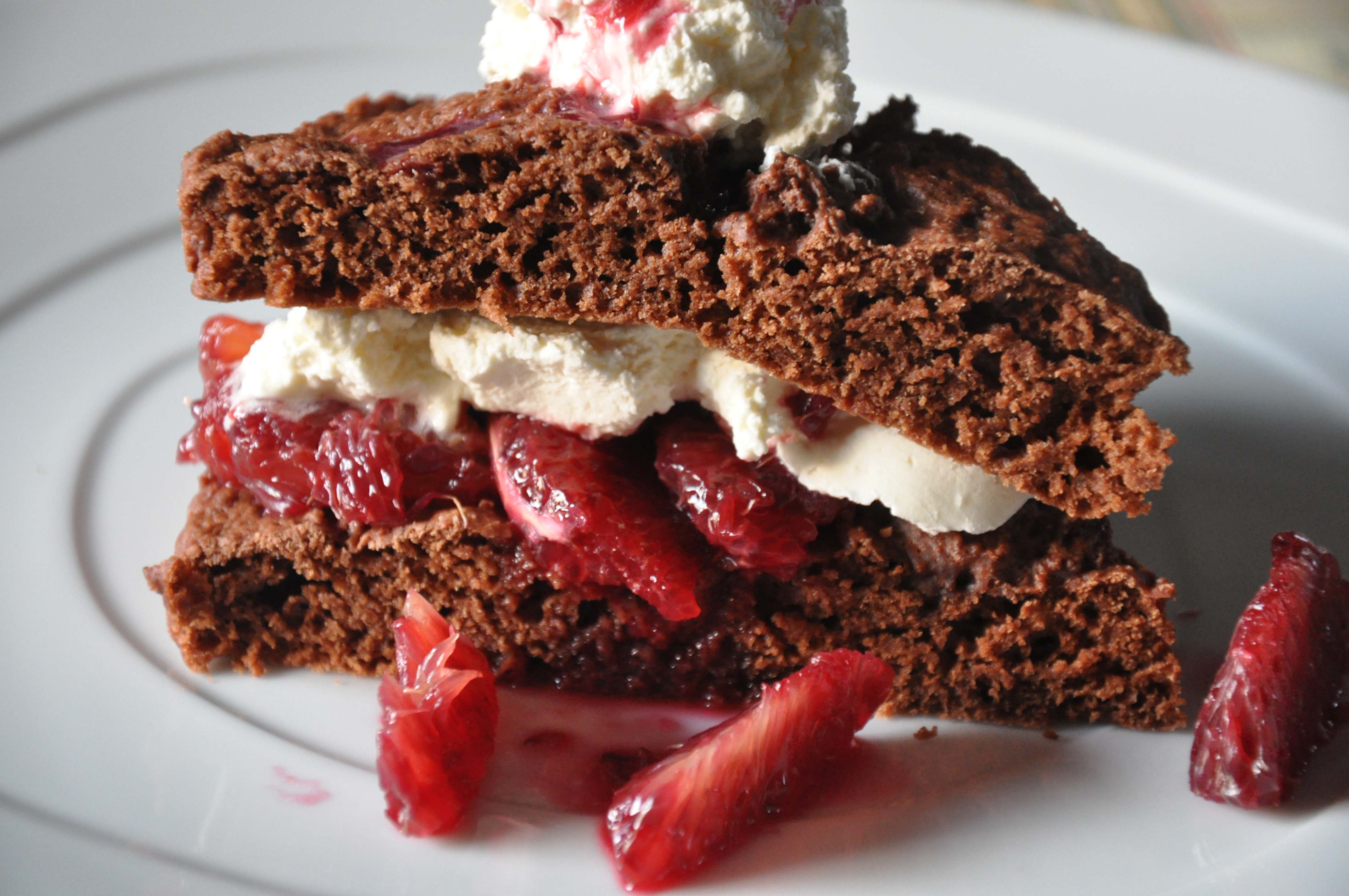 Chocolate Shortcake with Blood Orange Sauce