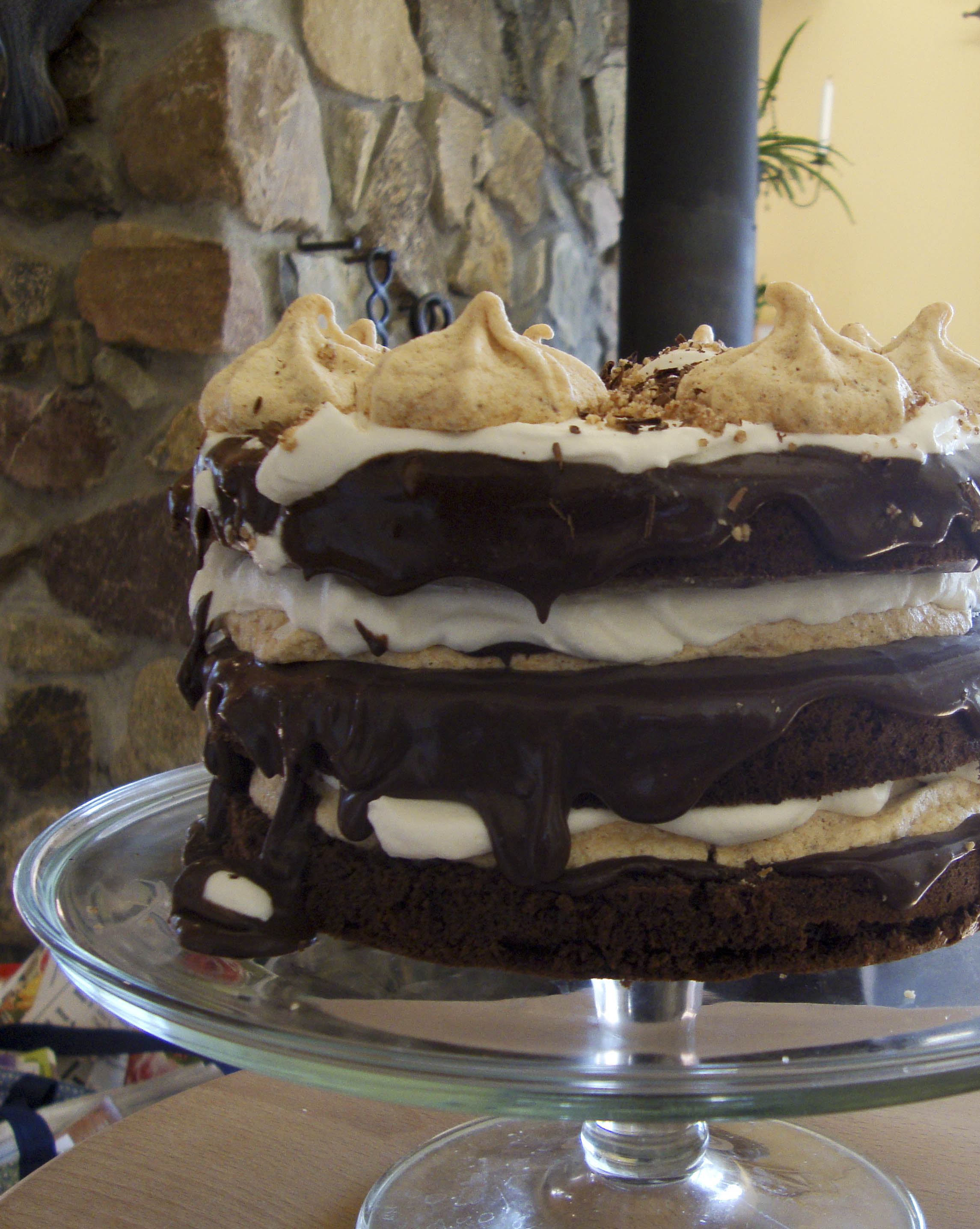 Chocolate Celebration Cake with Pecan Meringues