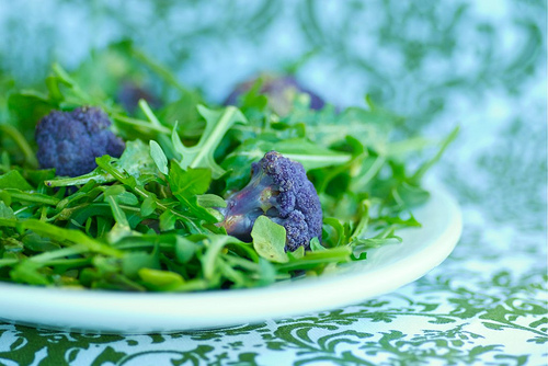 Roasted Purple Cauliflower and Arugula Salad