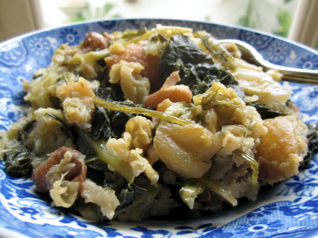 Minestra with Dandelion, Spinach and Kale