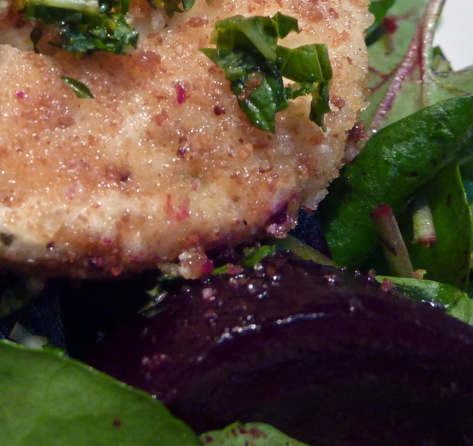 Honey Roasted Beets with Mint Gremolata and Baked Honey Chevre Nuggets