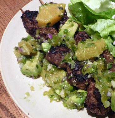 Spicy Ginger Pork Skewers with Clementine Feta Salsa