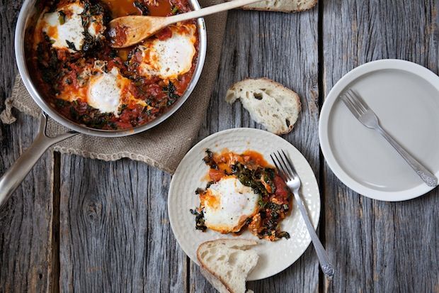 Eggs in a Wintry Tomato and Kale Sauce