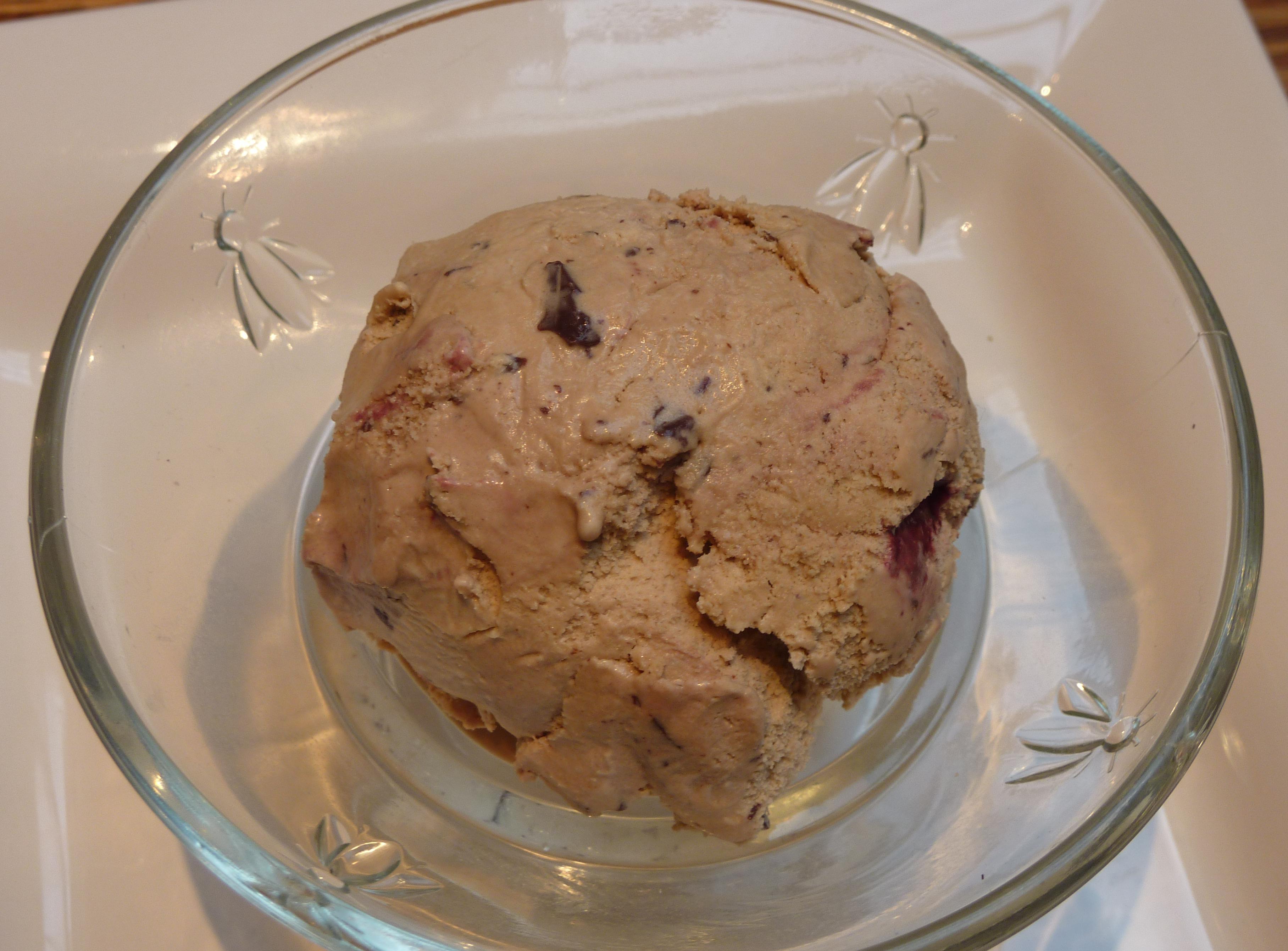 Latte Ice cream with Chocolate Chips and Chocolate Port Swirl