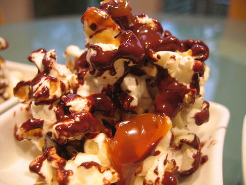 Chocolate Caramel Sea Salt Popcorn Bites