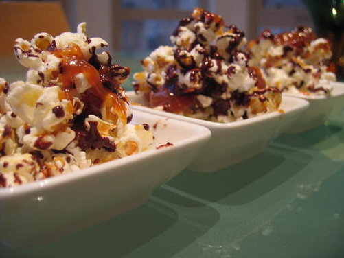 Chocolate Caramel Sea Salt Popcorn Bites