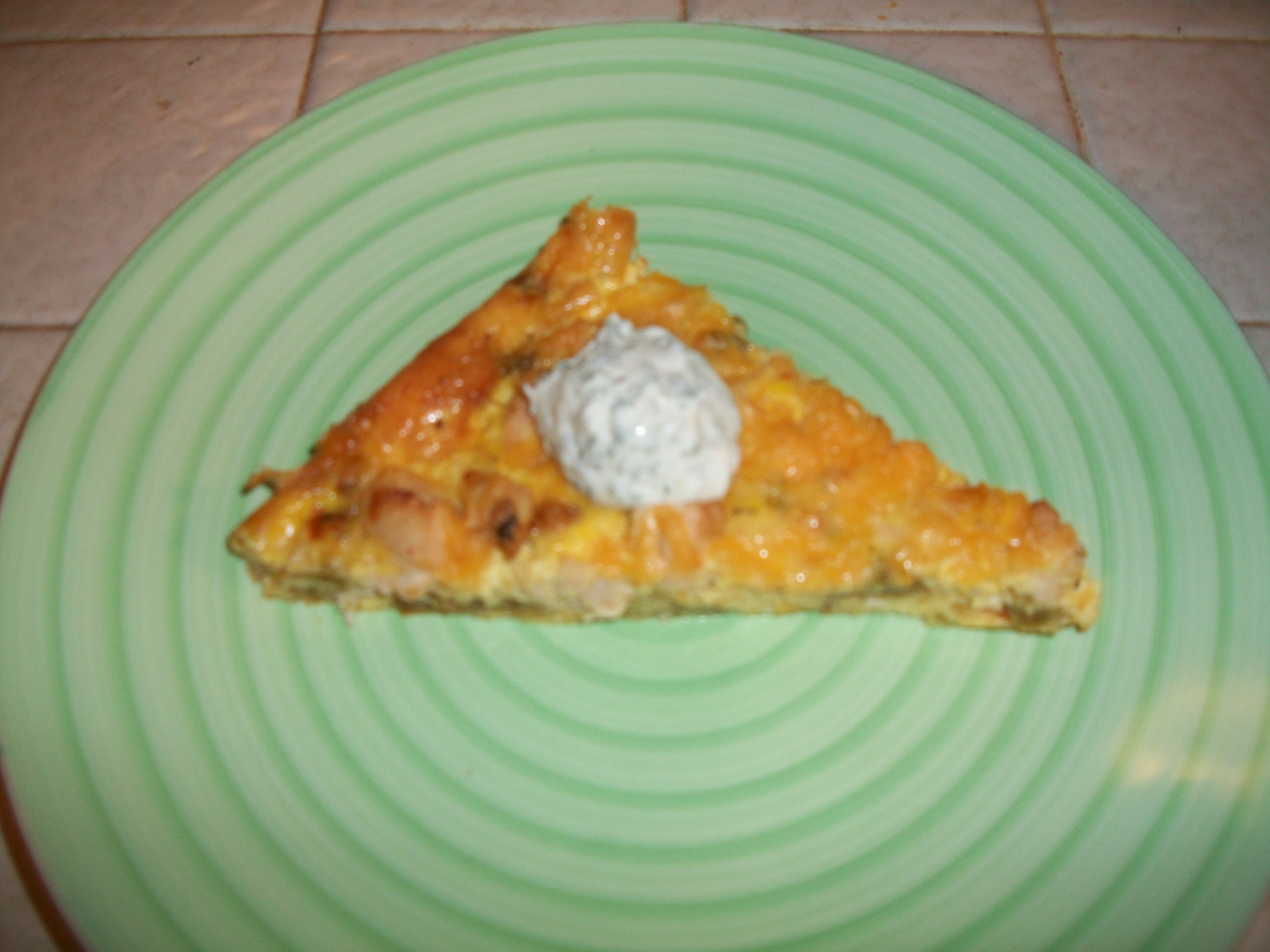 Green Chile, Chicken and Cheese Fritatta with Cilantro Sour Cream