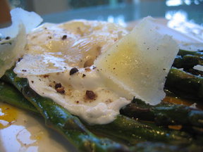 Roasted Asparagus w/ Alder Wood Smoked Salt, Poached Egg & Pecorino