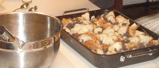 Bread Pudding with Chocolate Chunk Sauce