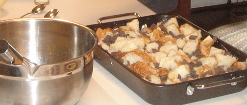Bread Pudding with Chocolate Chunk Sauce