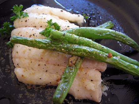 Poached sole with blood orange beurre blanc