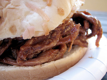 Barbecued pulled beef sandwiches