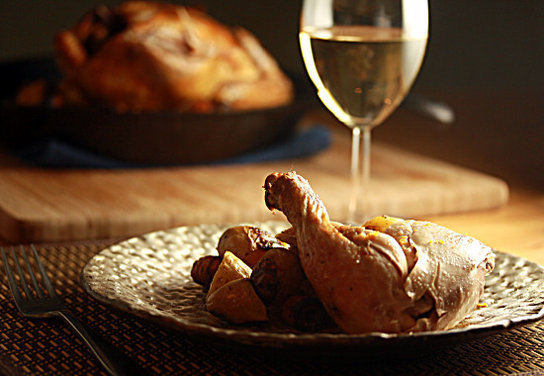 Perfectly Simple Roast Chicken and Vegetables with Lemon Rosemary Sauce