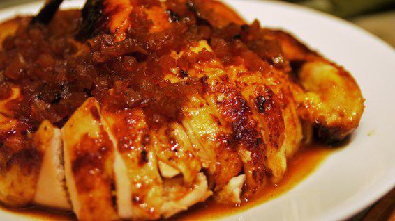 Misoyaki Roast Chicken with Shoyu Onion Sauce