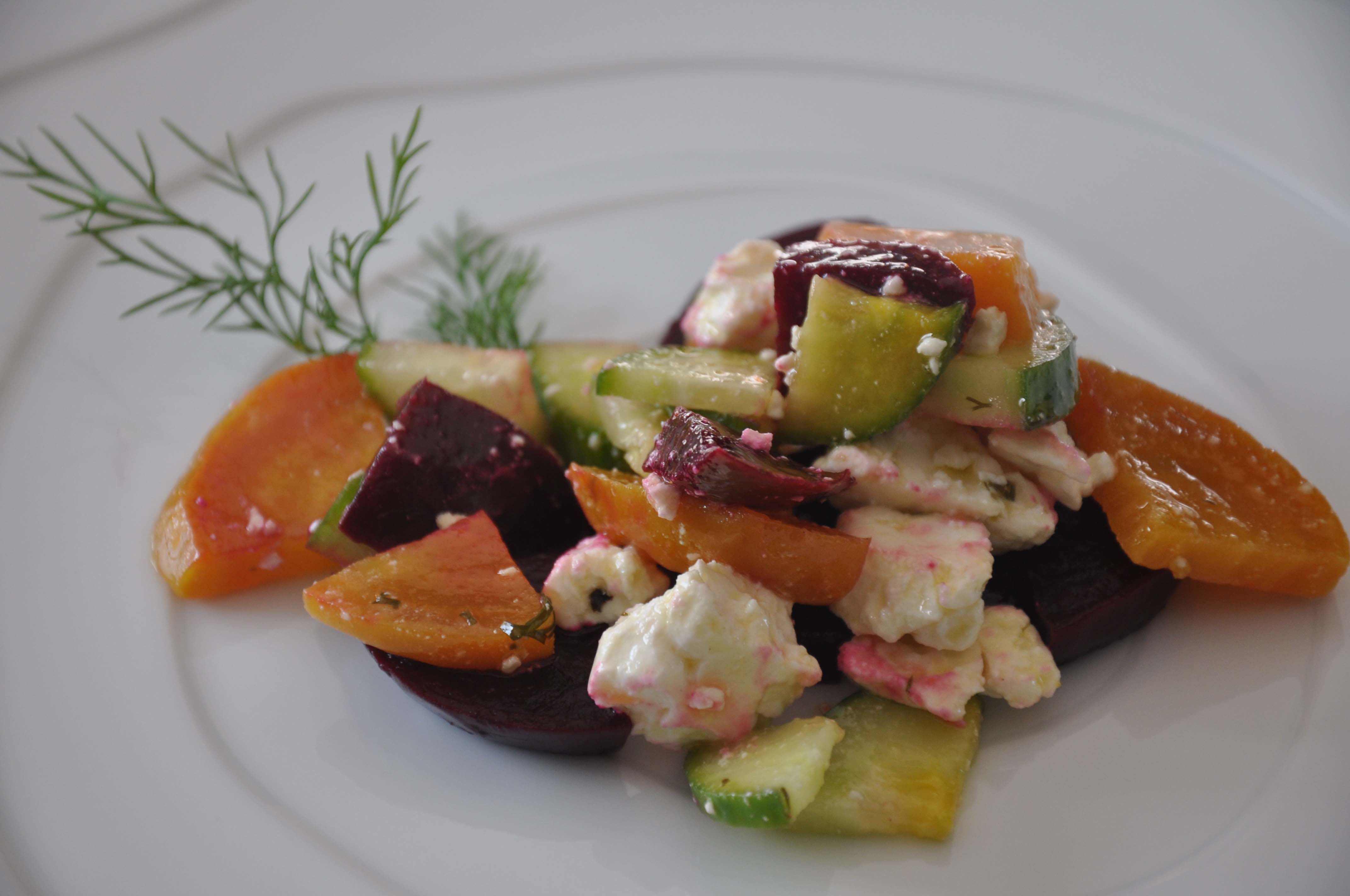 Beet, Cucumber, and Feta Salad with Dill Vinaigrette