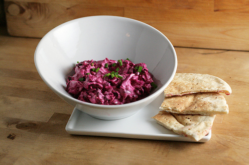 An American Patzaria - Creamy Beet Spread with Blue Cheese and Bacon