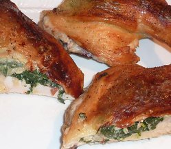 Tuscan Roasted Chicken Stuffed wtih Swiss Chard Couscous and Cheese 