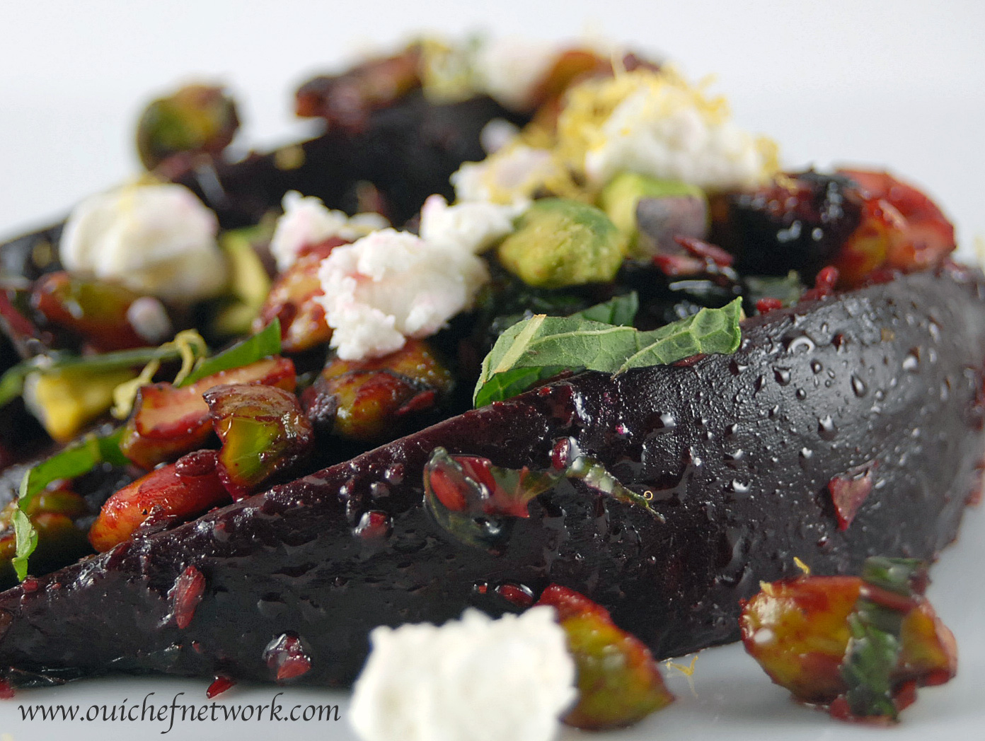 Minted Beets with Cumin, Lemon and Pistachios