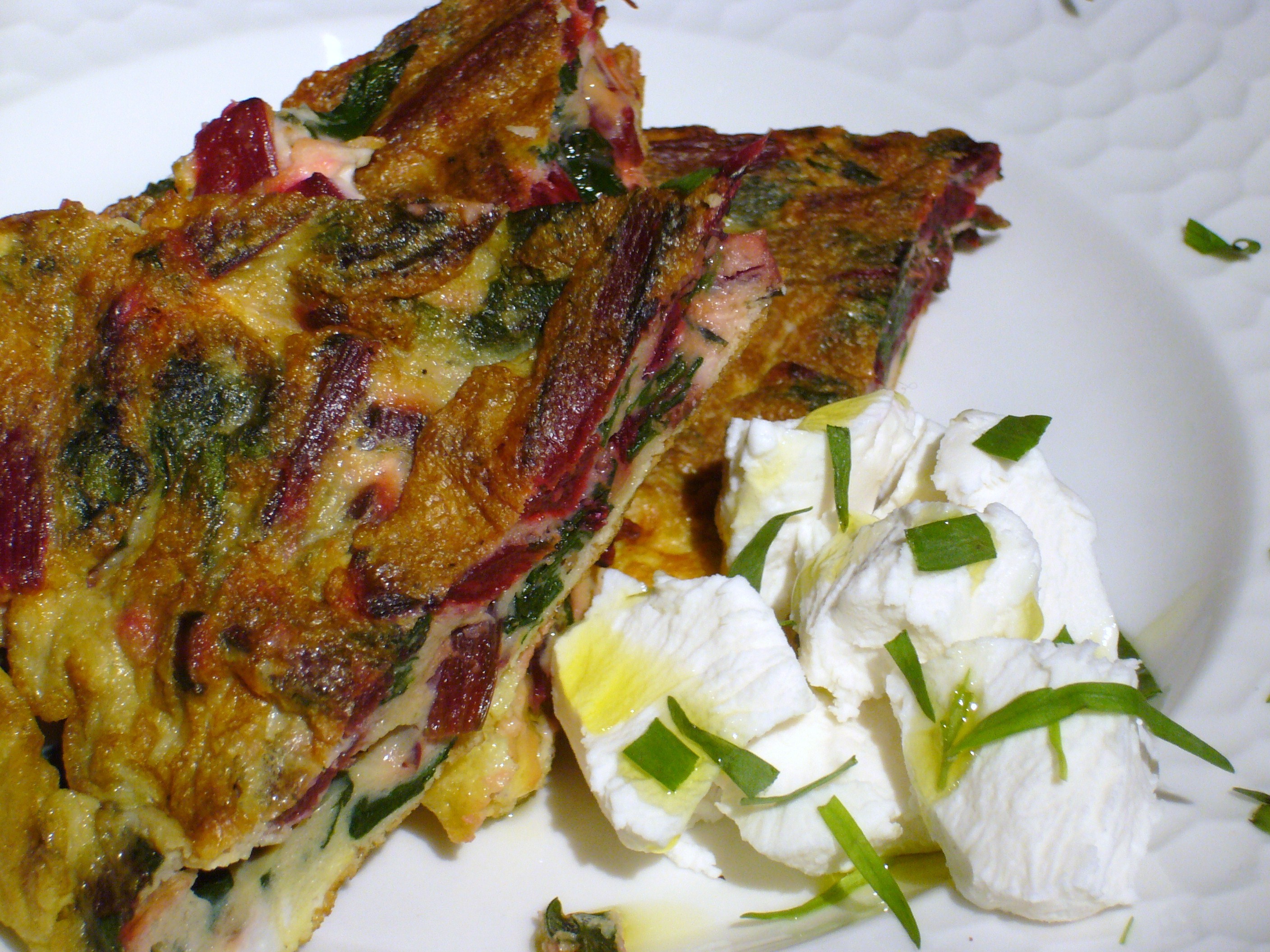 Beet Greens Frittata with Tarragon and Goat Cheese