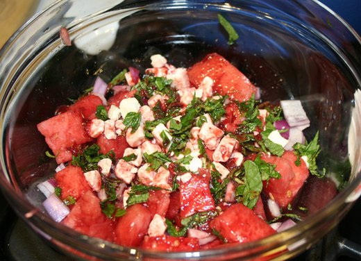 Watermelon, Feta and Mint Salad with Blood Orange Vinaigrette