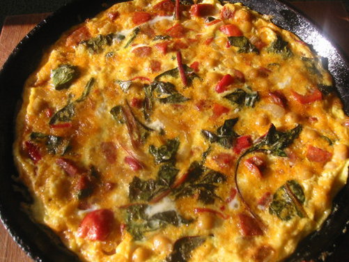 Chick Pea, Spinach and Chorizo Fritatta