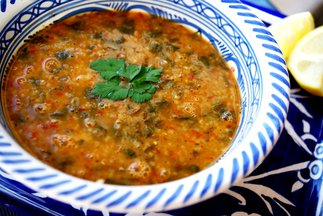 Turkish Lentil Soup with Baby Spinach