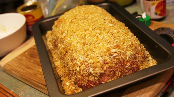 Panko Crusted Mozzarella Stuffed Japanese Curry Meatloaf