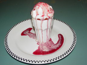 Feta Ice Cream with Blood Orange Mint Syrup