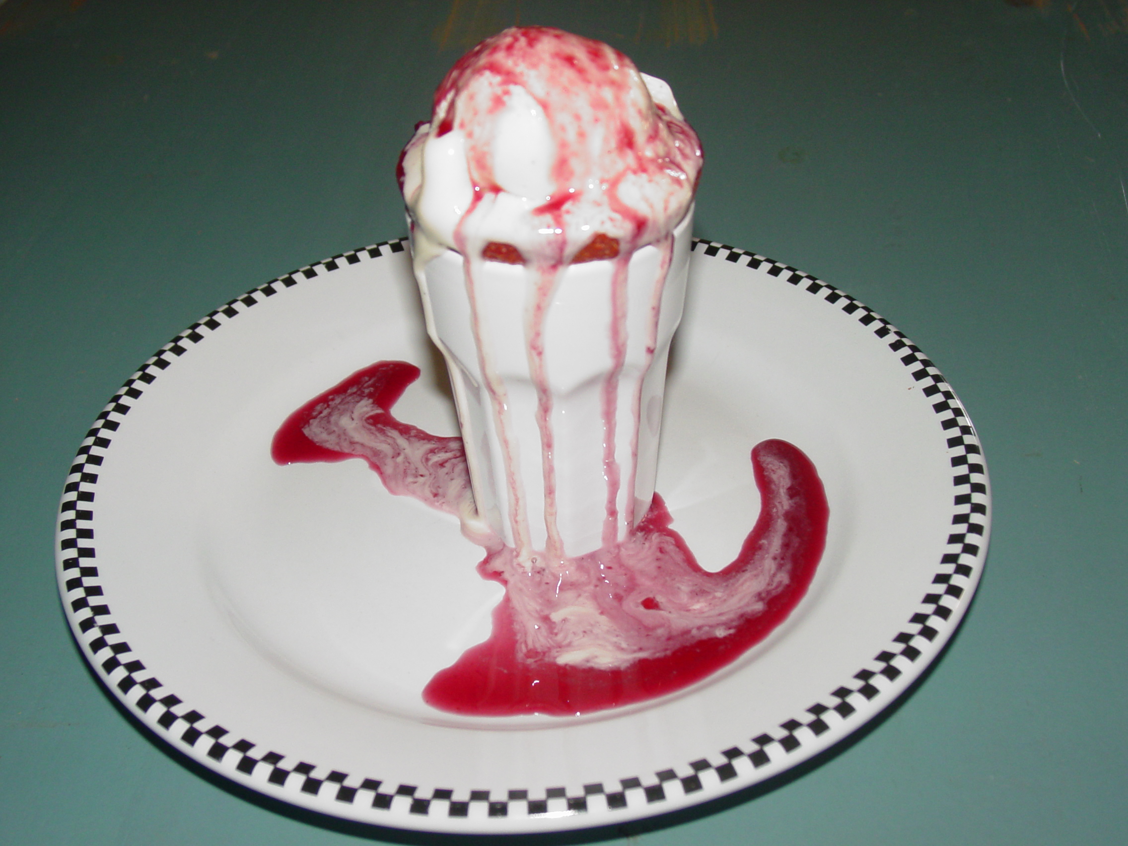 Feta Ice Cream with Blood Orange Mint Syrup
